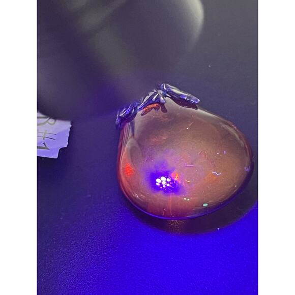 Genuine Dark Baltic Sea Amber Sterling Silver Teardrop Healing Stone Pendant - Picture 7 of 9